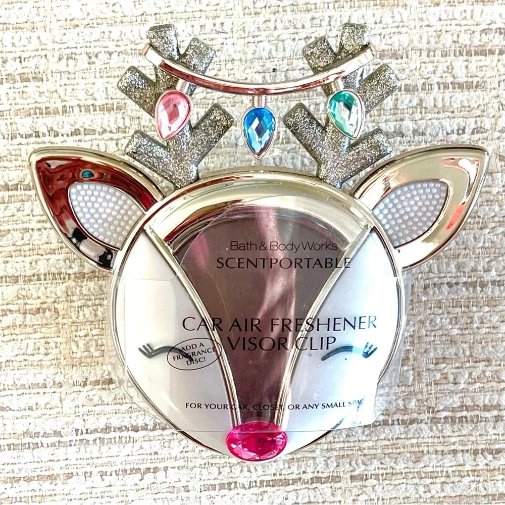Bath & Body Works Glittering Reindeer Air Freshener Visor Clip!